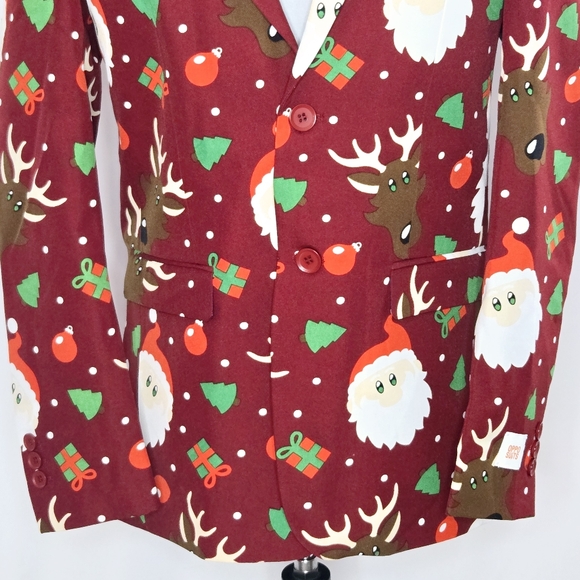 Opposuits Chistmas Christmas Santa Reindeer Suit Jacket Boys Size 12-14Y - Picture 3 of 8